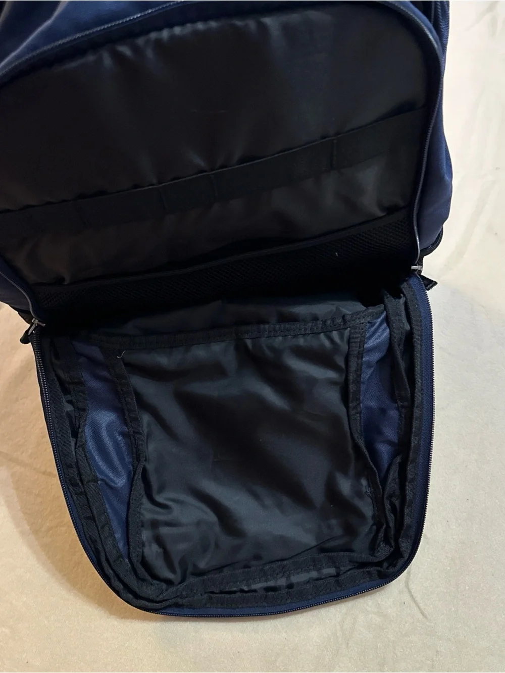 New Balance Buckle Flapbag Backpack Navy Blue Reflective Logo Laptop